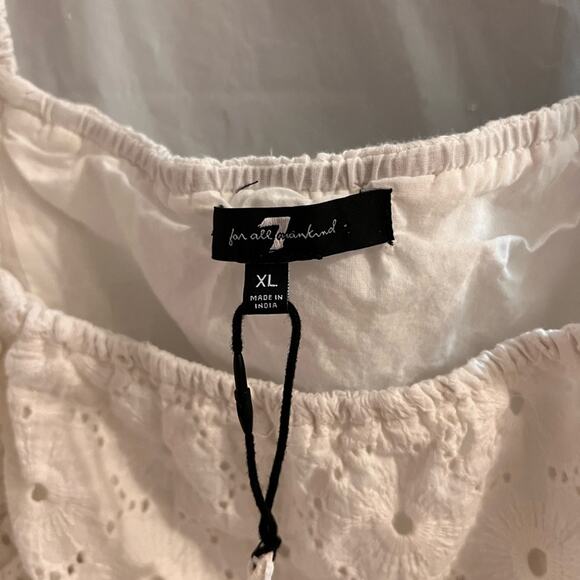7 for all mankind white eyelet cropped tank top size xl - Picture 2 of 7